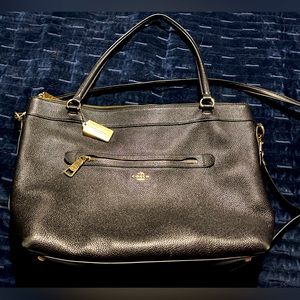 Coach Tote COACH Tyler Black Pebbled Leather Shoulder Tote Bag F54687